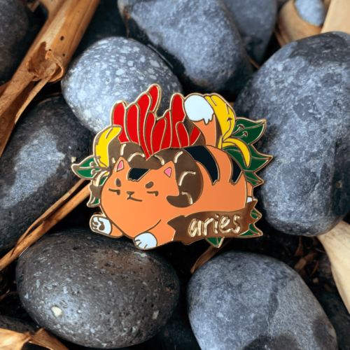 Cat Astrology Aries Enamel Pin